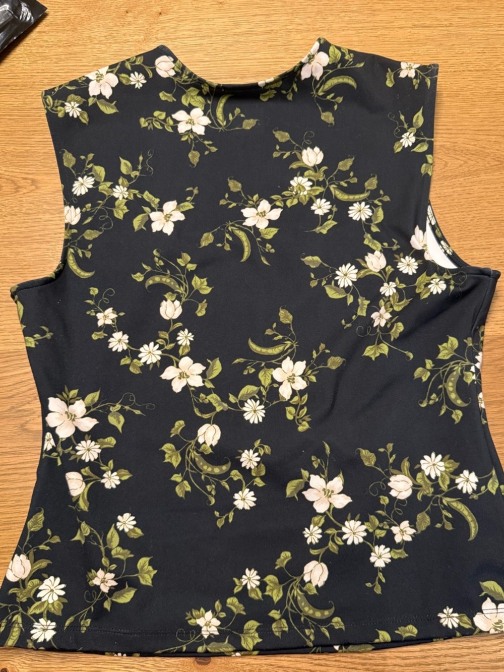 Maeve Anthropology Black Floral Tank Top | Cap Sleeve Cut-In Top | Size Large - Picture 6 of 11